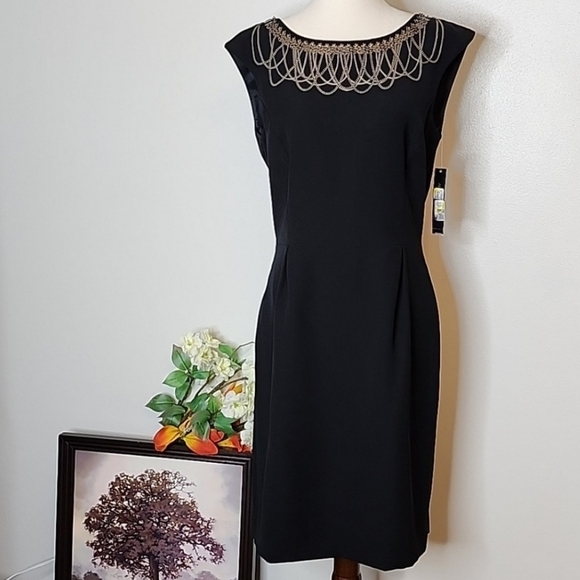 NEW Antonio Melani Black Crepe Dress Goth Elegant Glam  Celeb Style Designer - Picture 11 of 12